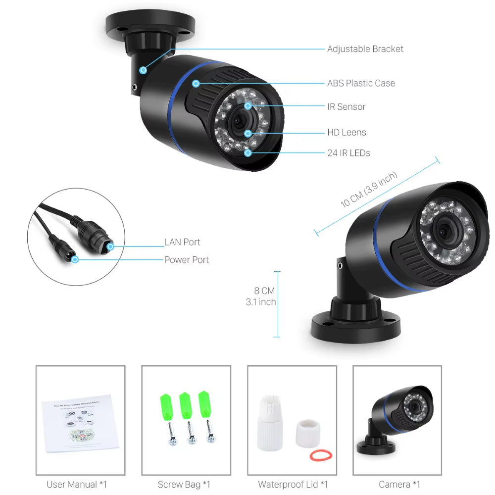 H.265/H.264 1080P Surveillance IP Camera FULL HD 1080P 2.0 Megapixel IR Night Vision Outdoor CCTV Camera IP 1080P DC 12V/48V Poe