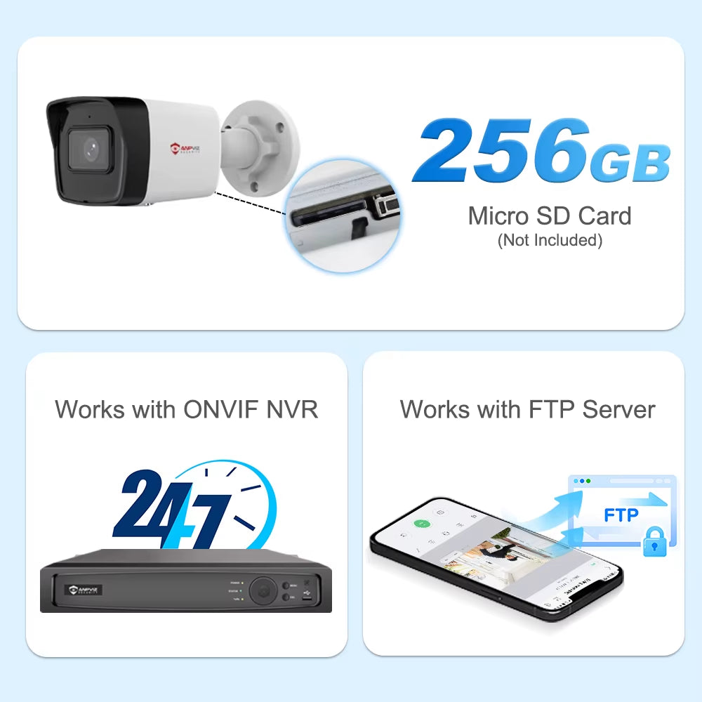 Anpviz 8MP POE IP Bullet Camera Outdoor Smart Dual-Light Color Vu 30M CCTV Video Surveillance SD Card Slot Human/Car Detection