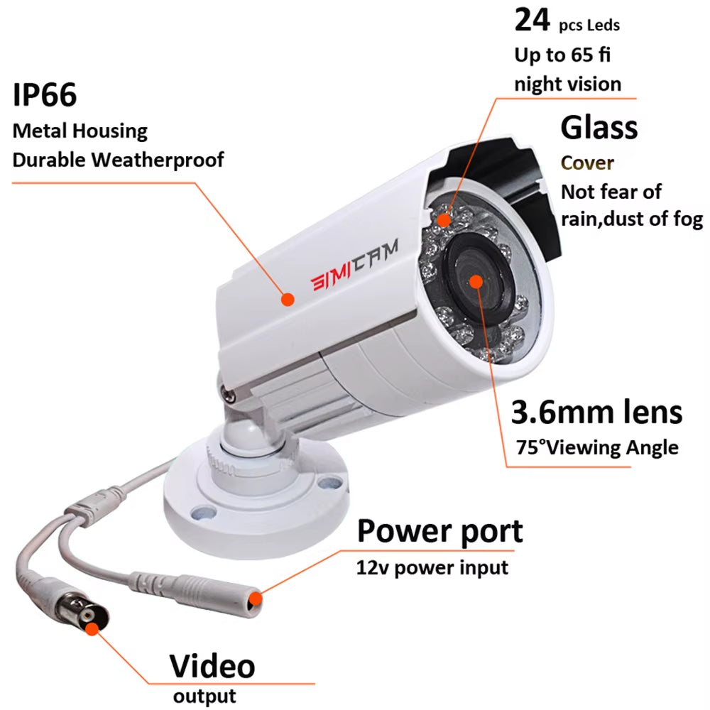 Analog AHD Video Surveillance Camera 1080P 2.0MP 3000TVL NTSC/PAL Waterproof CCTV DVR Camera Night Vision Security Cam