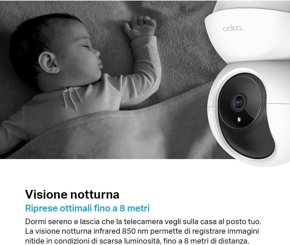 Tapo C200 Telecamera Wi-Fi Interno FHD, Videocamera Sorveglianza, Visione Nottur
