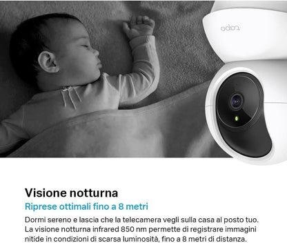Tapo C200 Telecamera Wi-Fi Interno FHD, Videocamera Sorveglianza, Visione Nottur