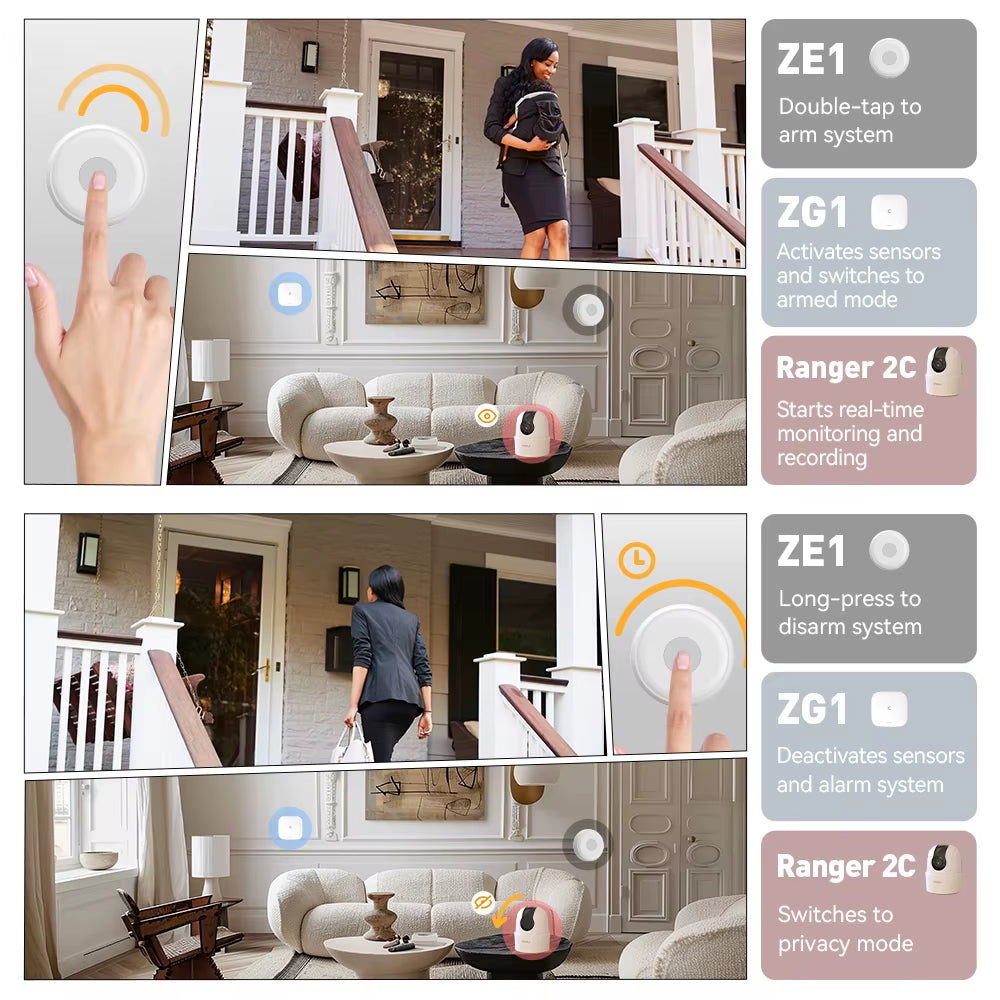 Home Wifi Alarm System Zigbee 3.0 Real Time App Push Motion Sensor Alarm Siren Window Door Sensor IP Camera Work with Alexa