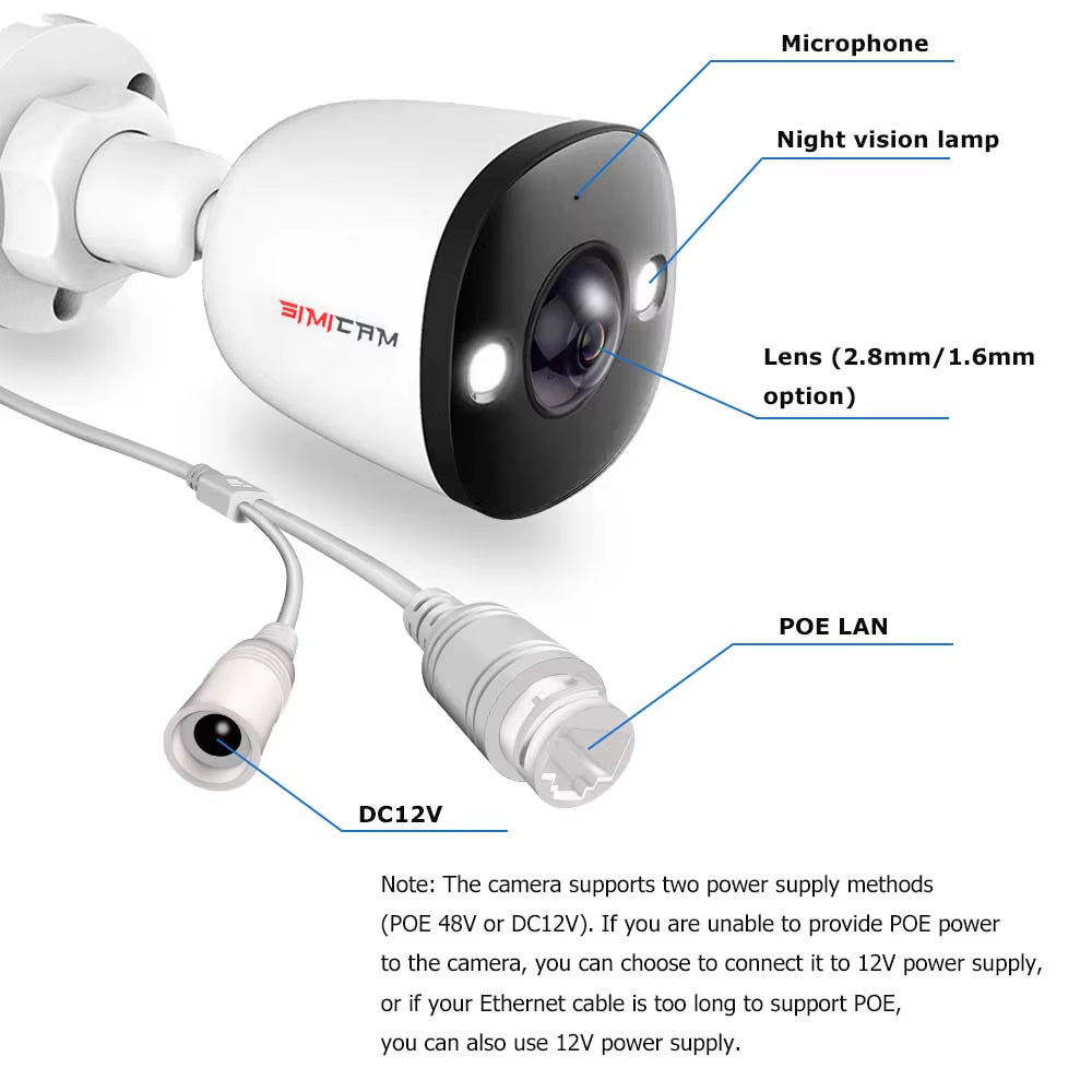 Poe IP Security Camera Outdoor with Audio 4K 5MP 4MP Surveillance Color Night Vision Fish Eye Ultra Wide Angle Lens 1.6Mm/2.8Mm