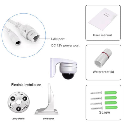 5.0MP Mini PTZ IP Camera Super HD 25660X1920 Pan/Tilt 5X Zoom IR Dome Camera Weatherproof Poe IP Cameras Hikvision Compatible