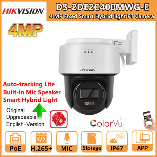 PT Camera 4MP DS-2DE2C400MWG-E Outdoor Smart Hybrid-Light Human Detection Auto-Tracking Lite POE Built-In Mic Speaker