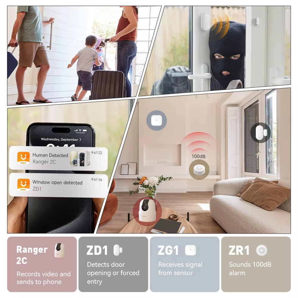 Home Wifi Alarm System Zigbee 3.0 Real Time App Push Motion Sensor Alarm Siren Window Door Sensor IP Camera Work with Alexa